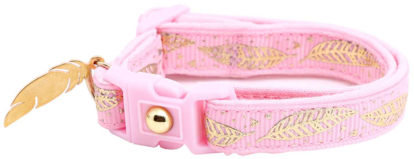 Metallic Gold Feathers Cat Collar