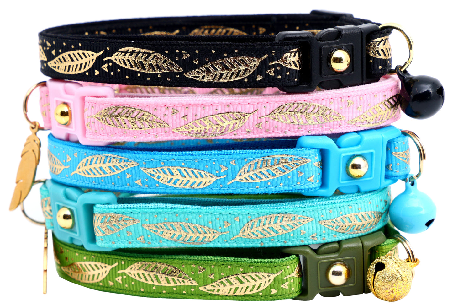 Metallic Gold Feathers Cat Collar
