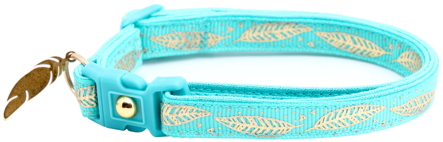 Metallic Gold Feathers Cat Collar