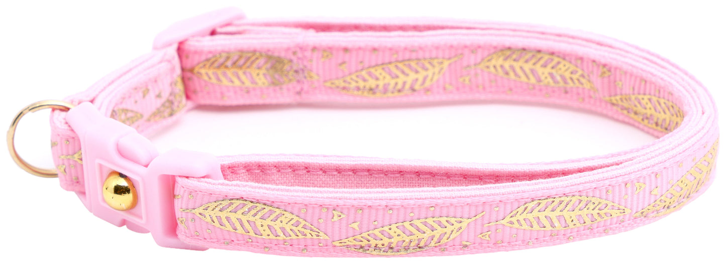 Metallic Gold Feathers Cat Collar