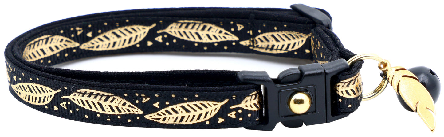 Metallic Gold Feathers Cat Collar