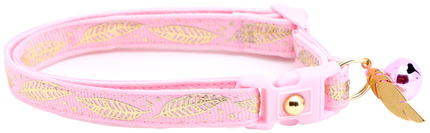 Metallic Gold Feathers Cat Collar