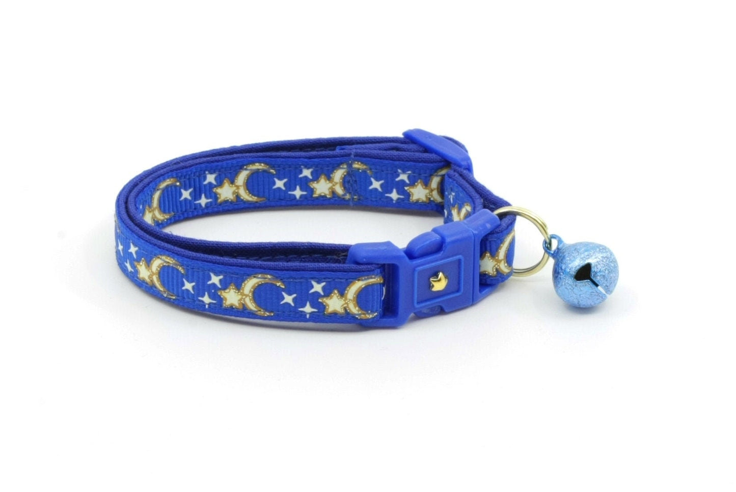 Gold Moons and Stars on Royal Blue Cat Collar